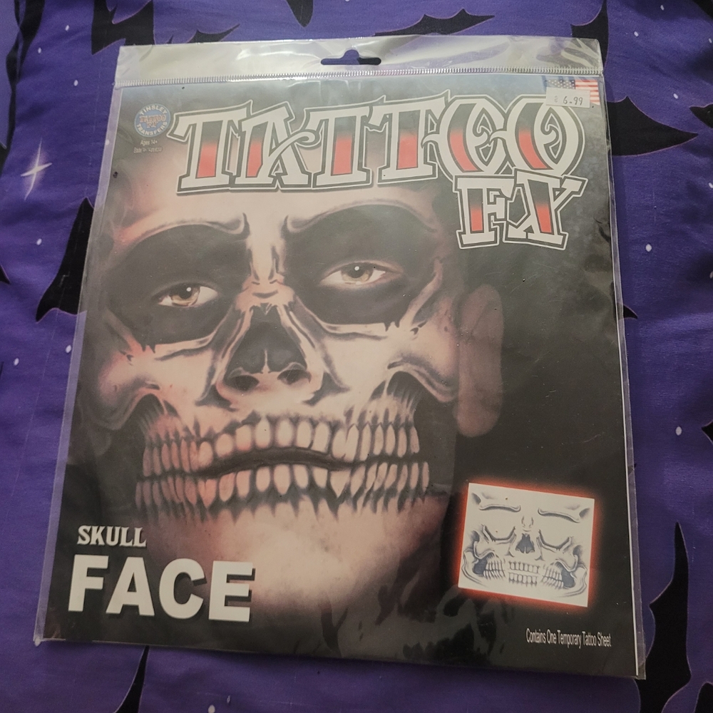 Tattoo FX Skull Face Temporary Tattoo